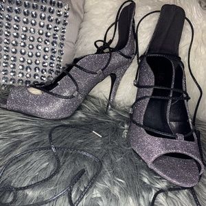 NWT Charlotte Russe glitter lace up heels Size 8